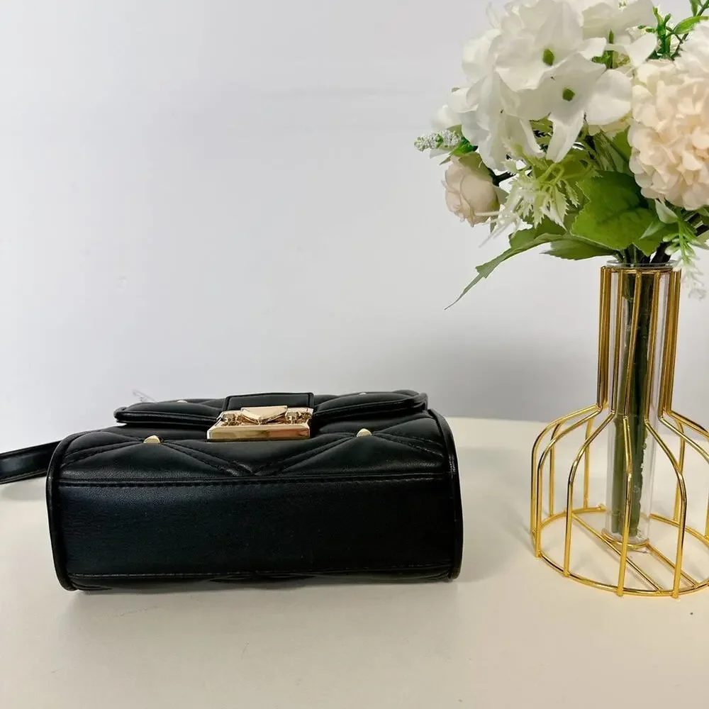 Michael Kors 35S2GNRC1I Serena Small Flap Crossbody bag With Studs Black